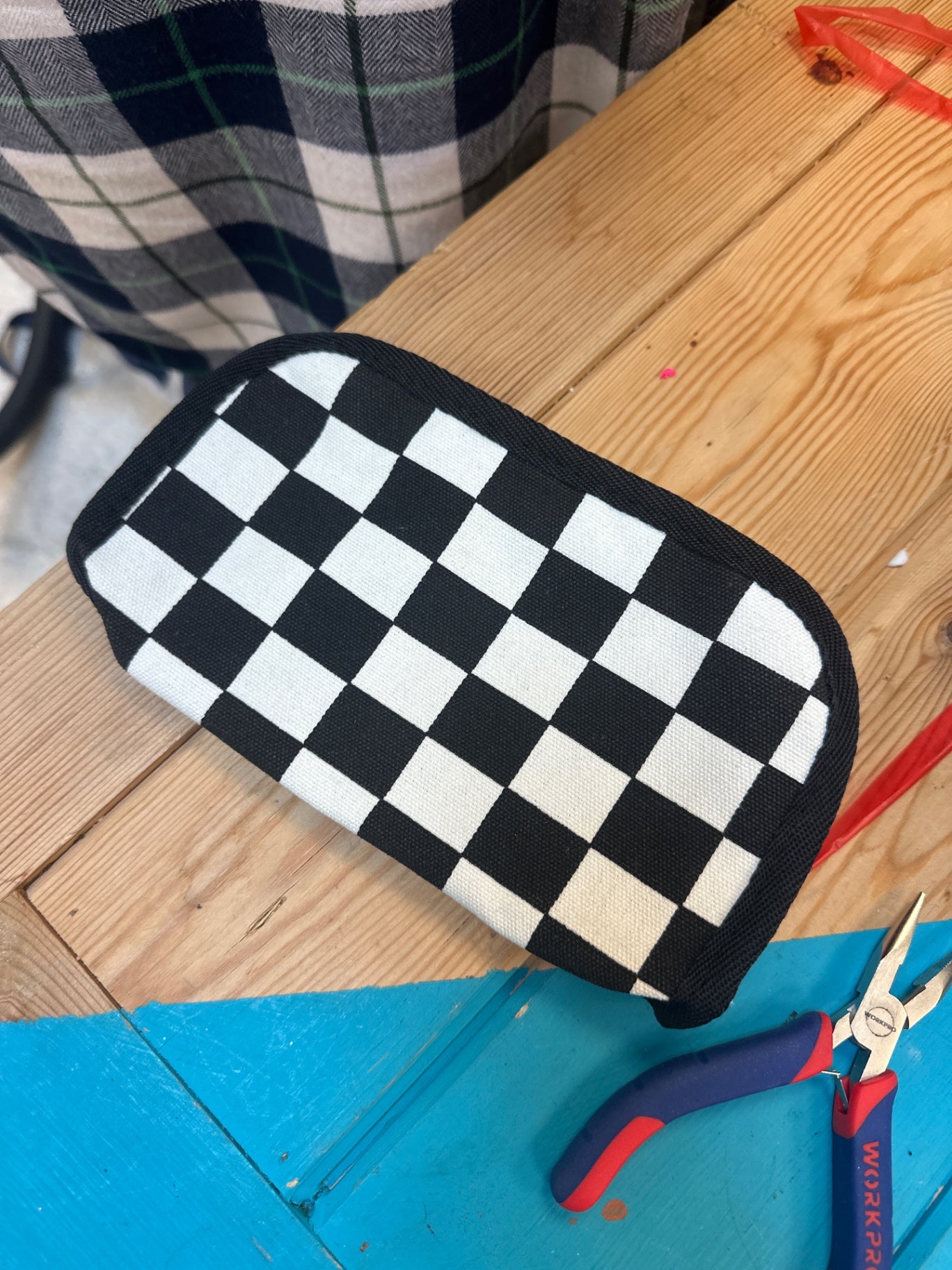 Checkered pencil case