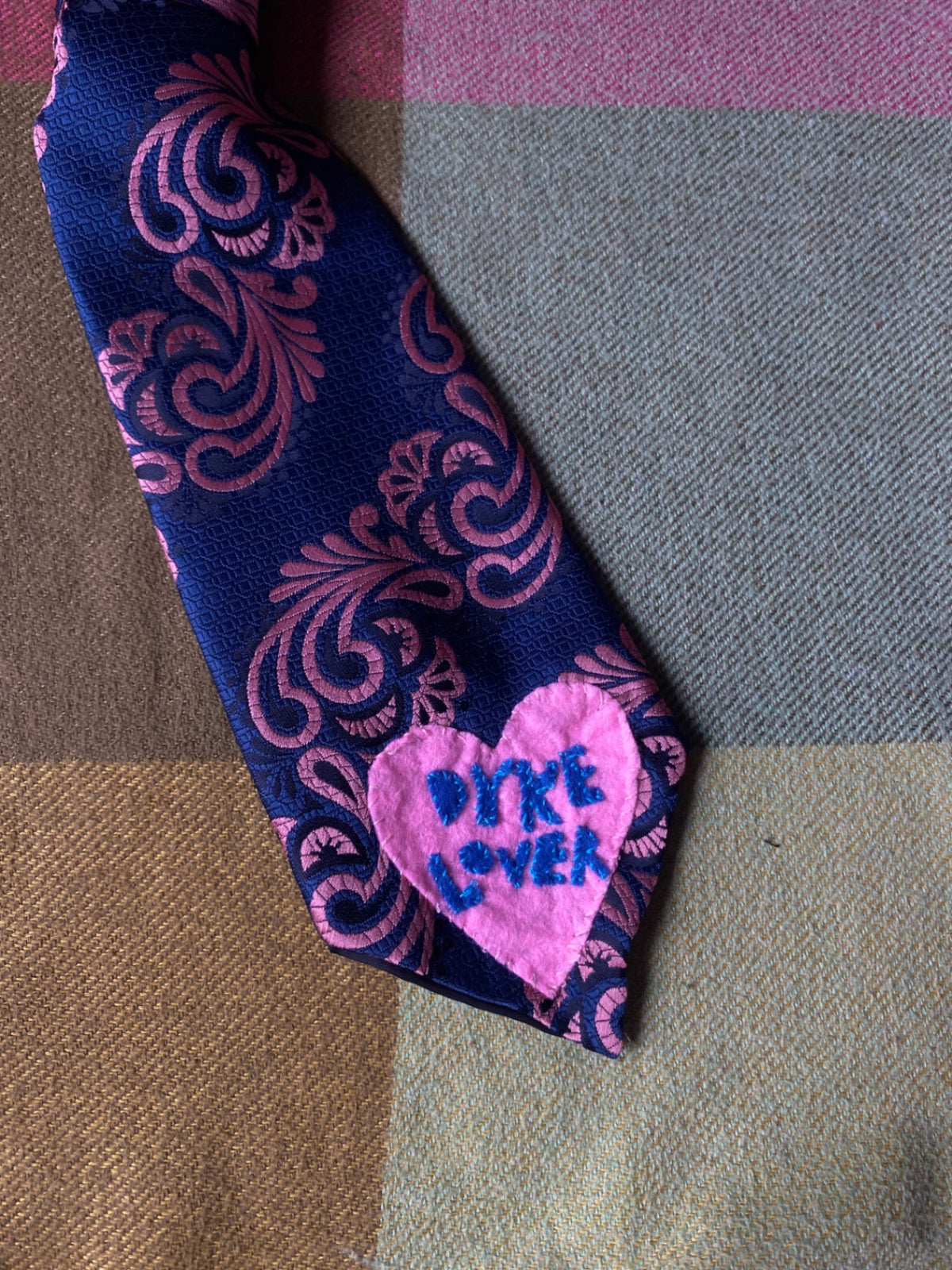 PINK AND BLUE DYKE LOVER Up-cycled tie