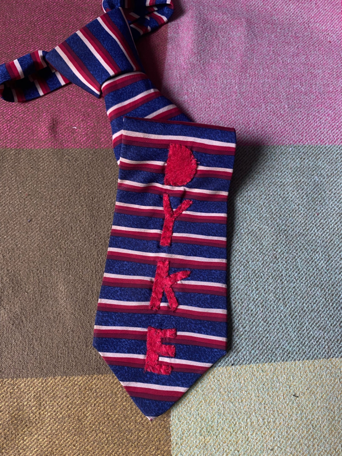 RED STRIPED DYKE Up-cycled tie
