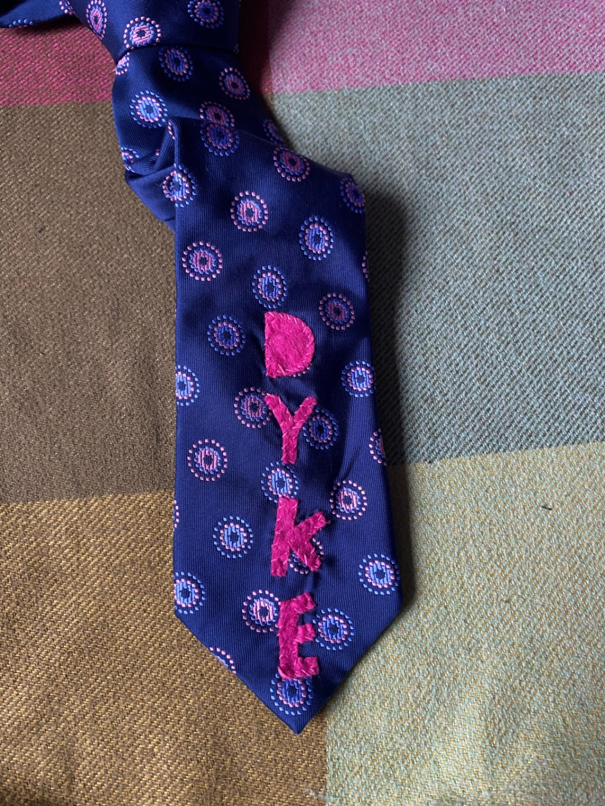 PINK AND BLUE DYKE Up-cycled tie