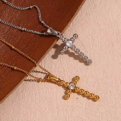 Vow Cross Silver Crystal Pendant Necklace 