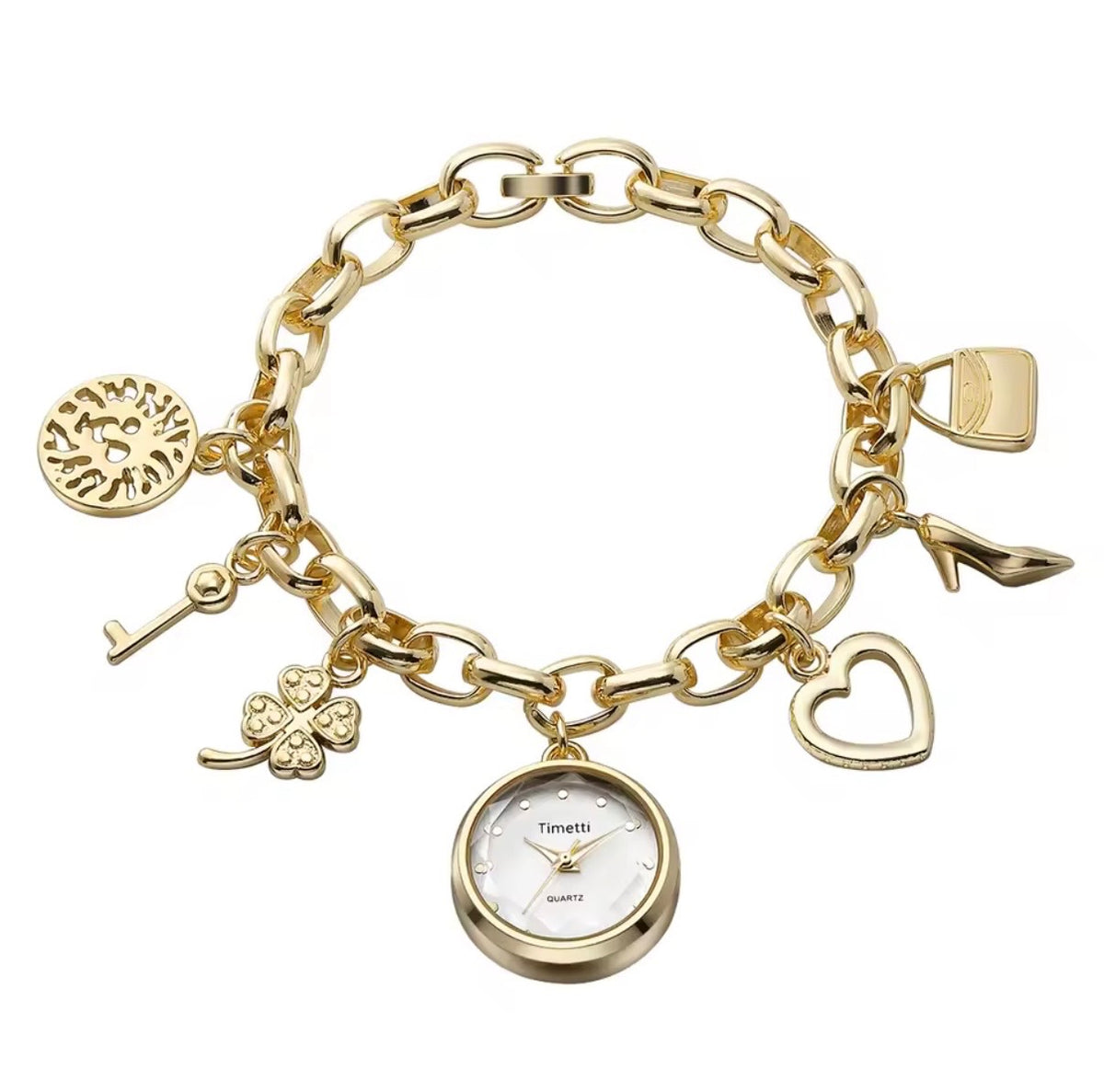 Gold Watch Charm Bracelet