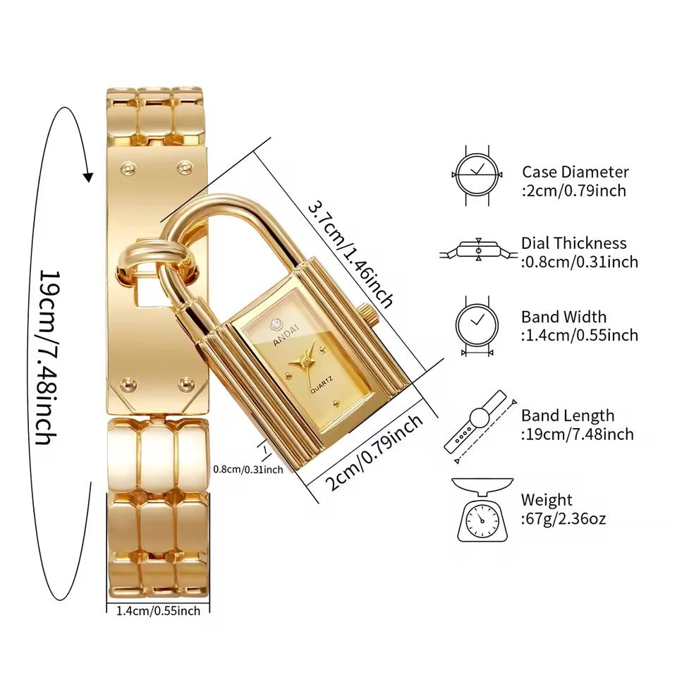 Gold Padlock Watch Bracelet