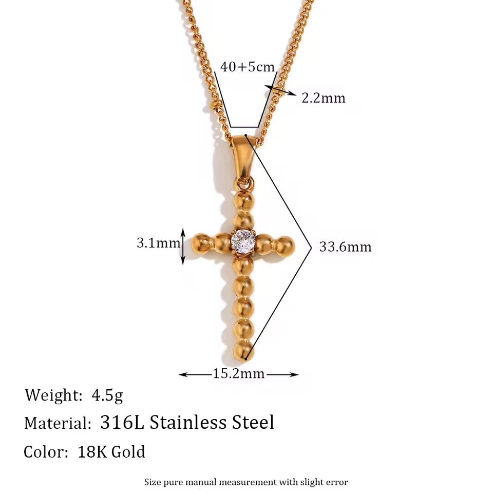 Vow Cross Silver Crystal Pendant Necklace 