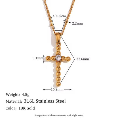 Vow Cross Silver Crystal Pendant Necklace 