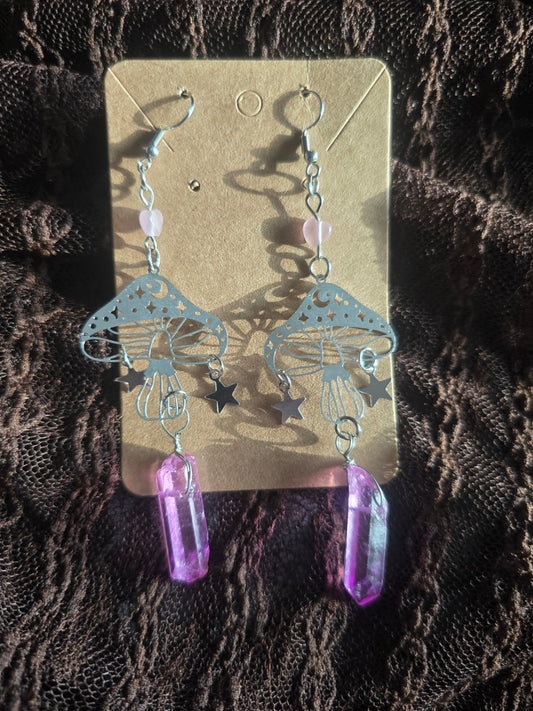 Mushroom crystal earrings  