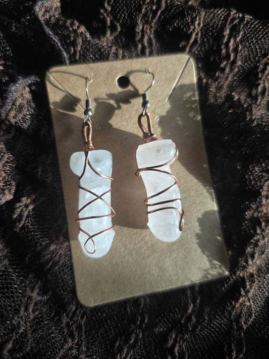 Rose quartz ding ding earrings 
