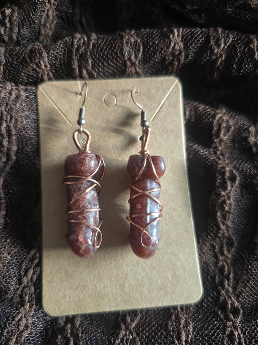 Strawberry quartz ding ding earrings 