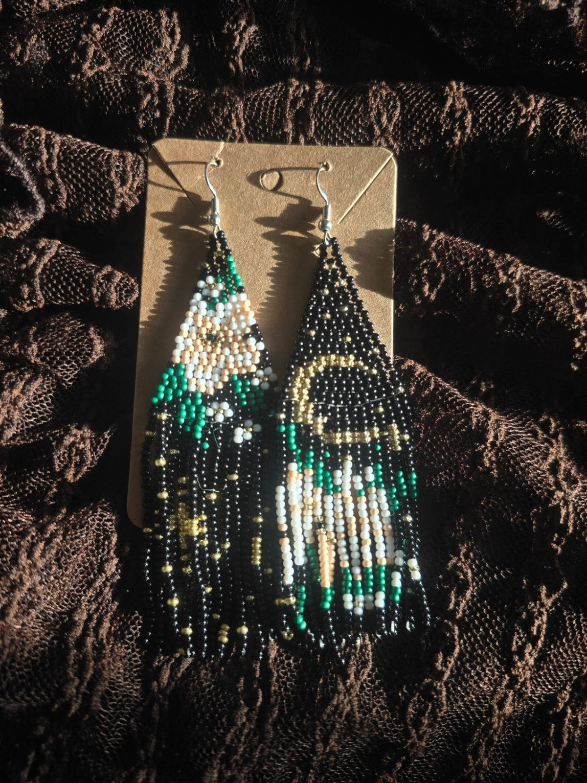 Peach moon beaded earrings 