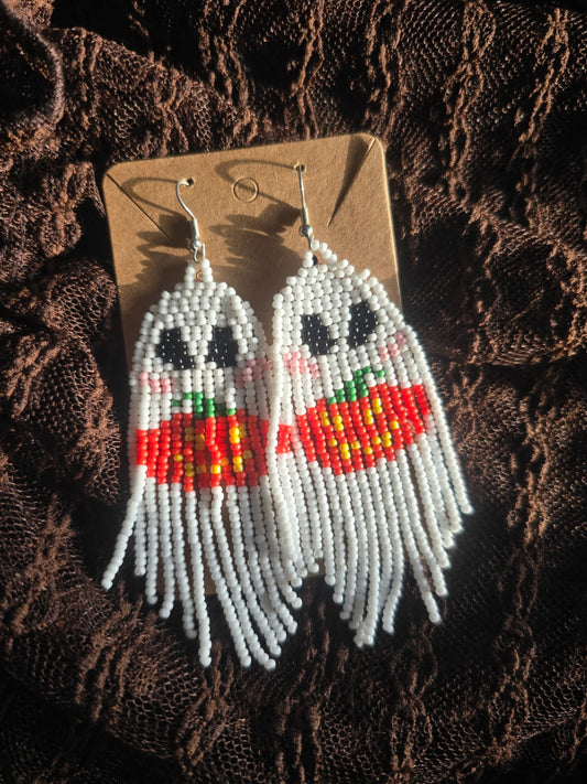 Beaded ghost earrings 