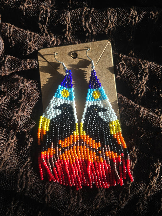 Rainbow crow beaded earrings 