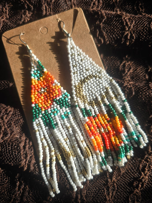 Orange moon beaded earrings 