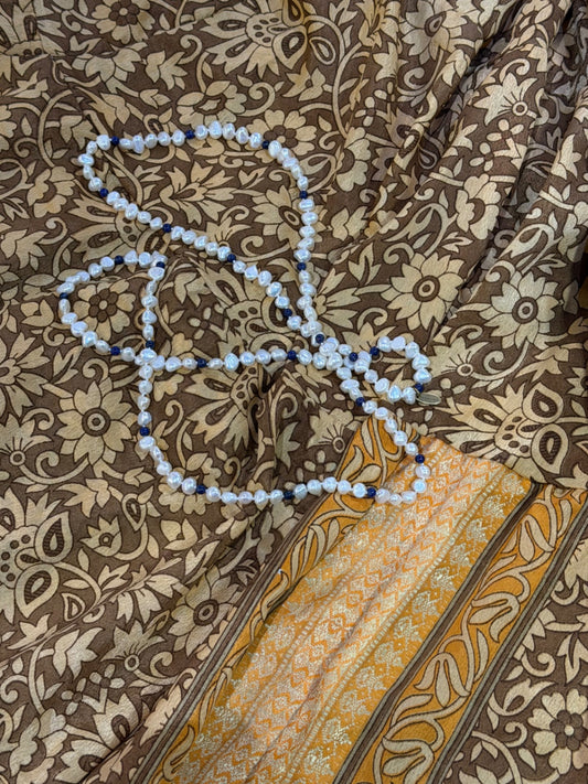 THE ORACLE STRAND  Freshwater Pearl & Lapis Lazuli Long Necklace