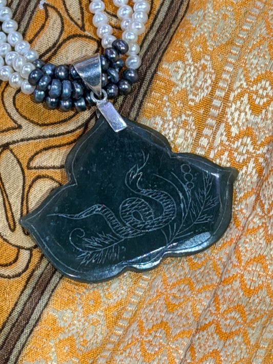 The Serpent Path Jade & Pearl Talisman Necklace