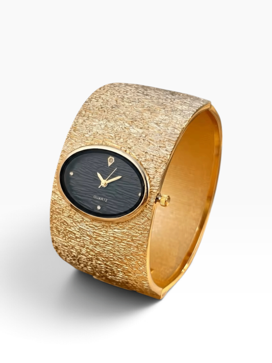 Gold Black Watch Bangle