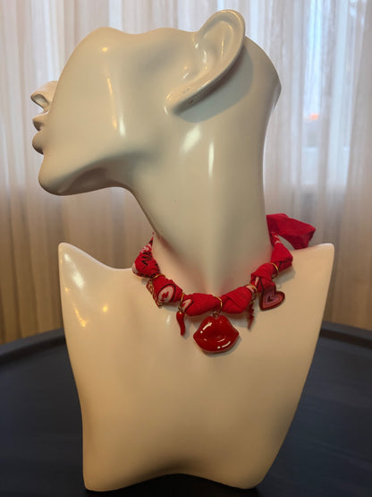 Red bandana necklace 