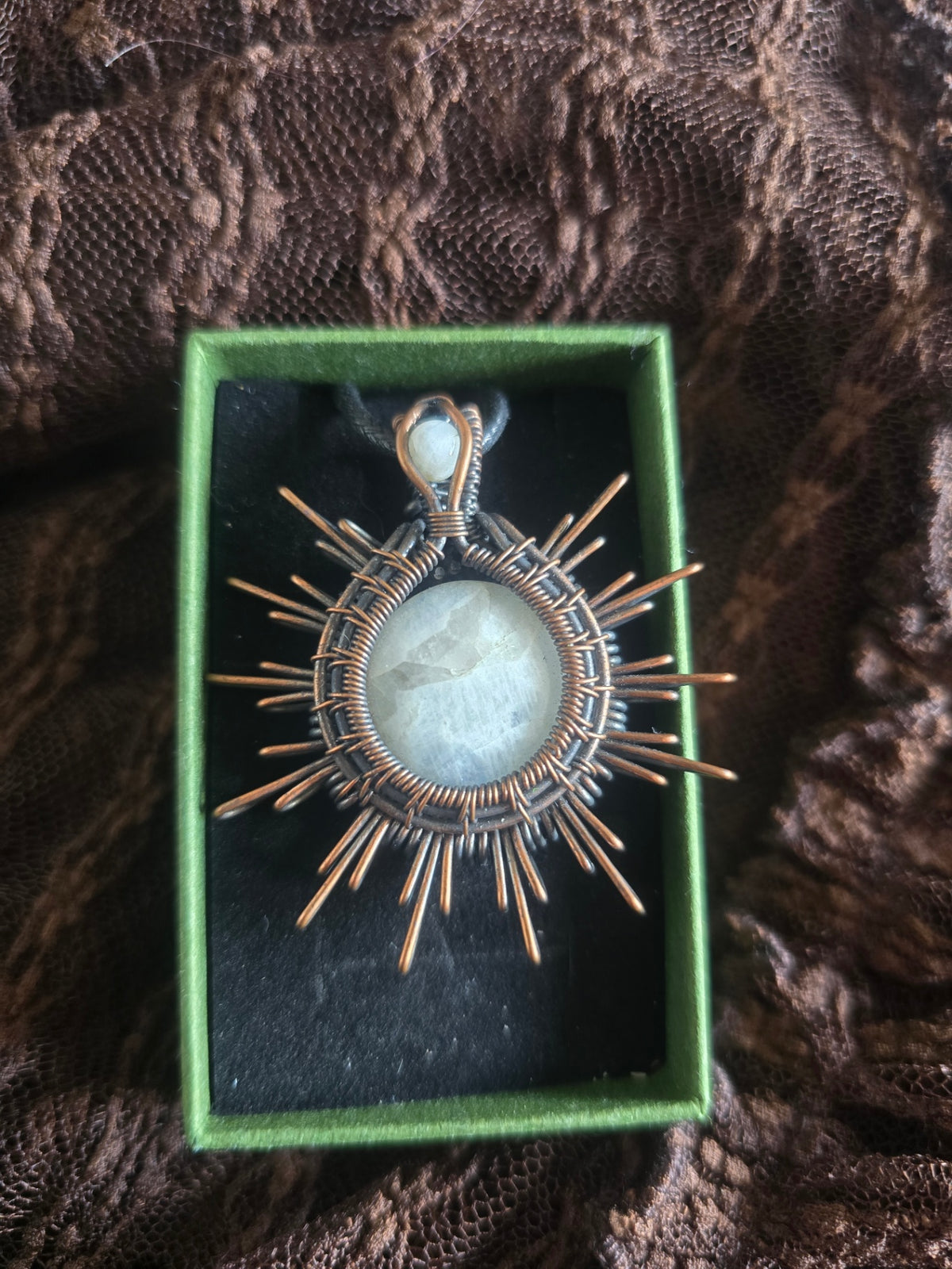 Moonstone sunburst necklace 