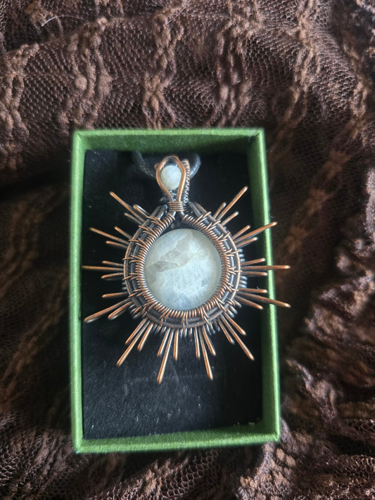 Moonstone sunburst necklace 
