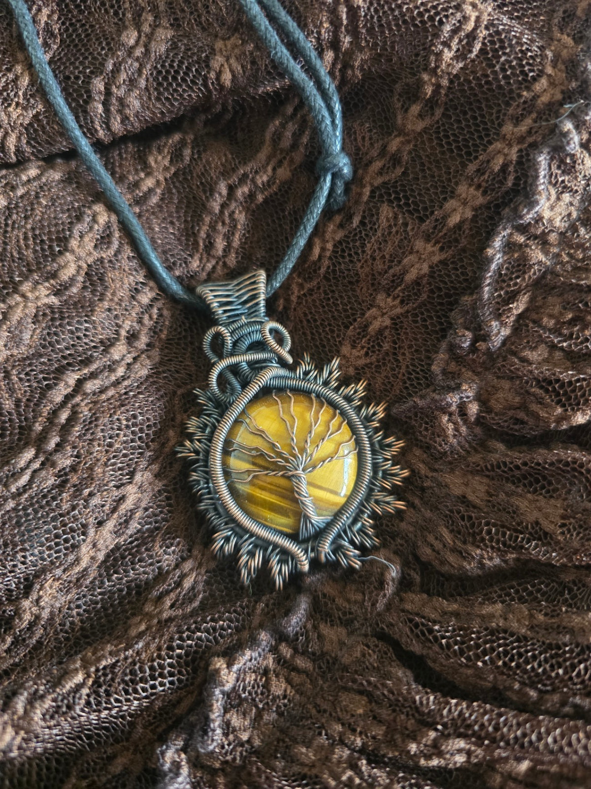 Tigers eye tree of life necklace