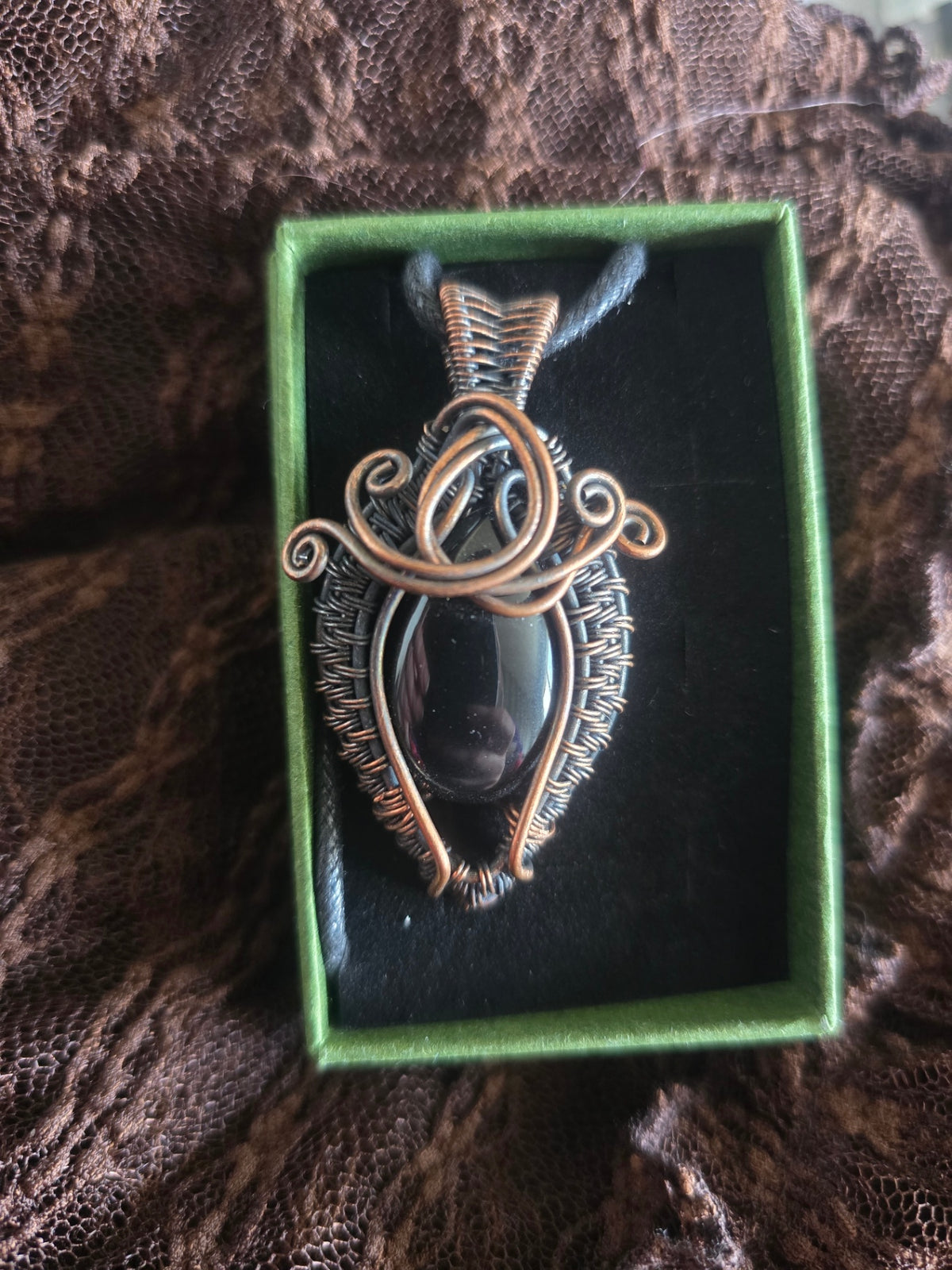 Obsidian wire wrapped necklace 