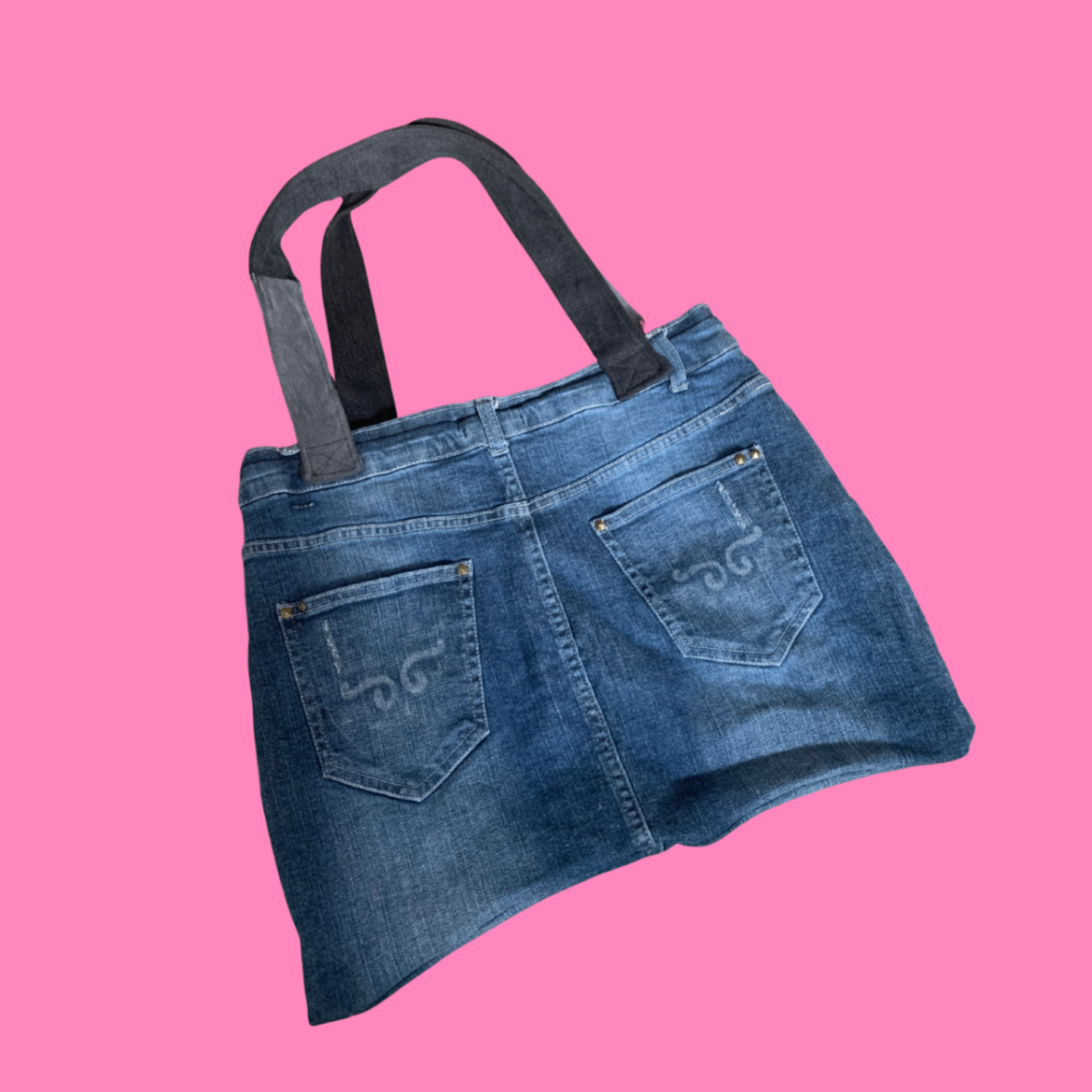 Upcycled denim jean bag 
