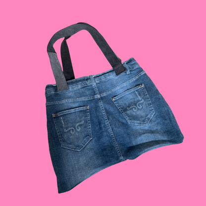 Upcycled denim jean bag 