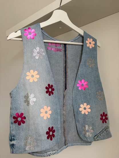 Flower power denim vest 