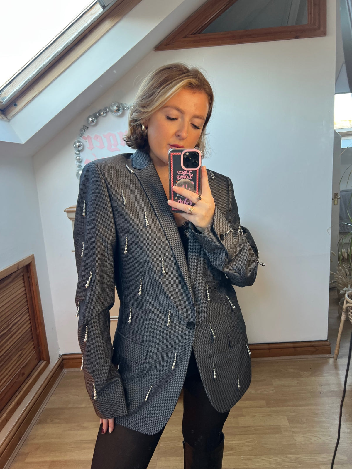 Silver Droplets Beaded Blazer