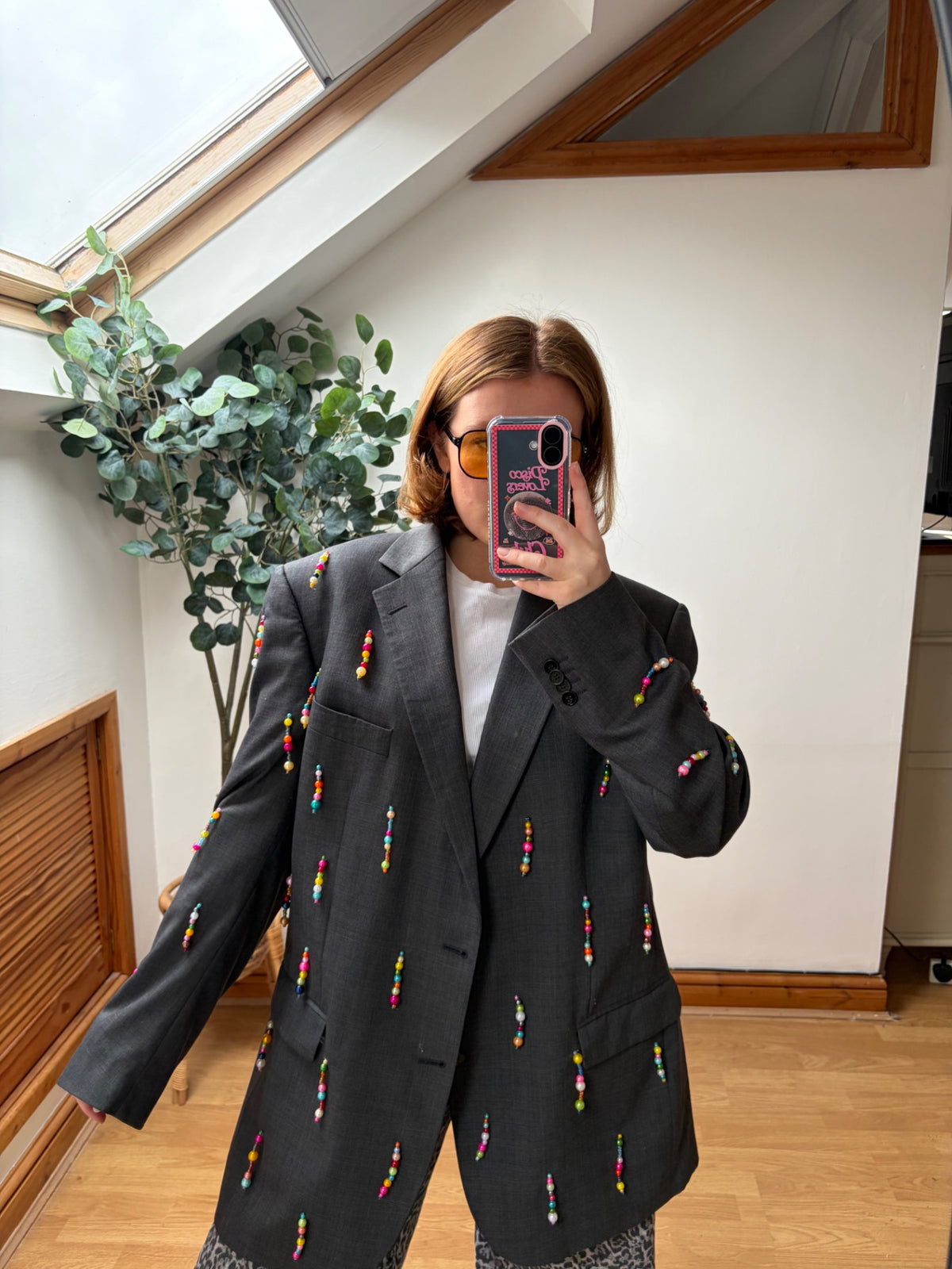 Multi colour beaded blazer 