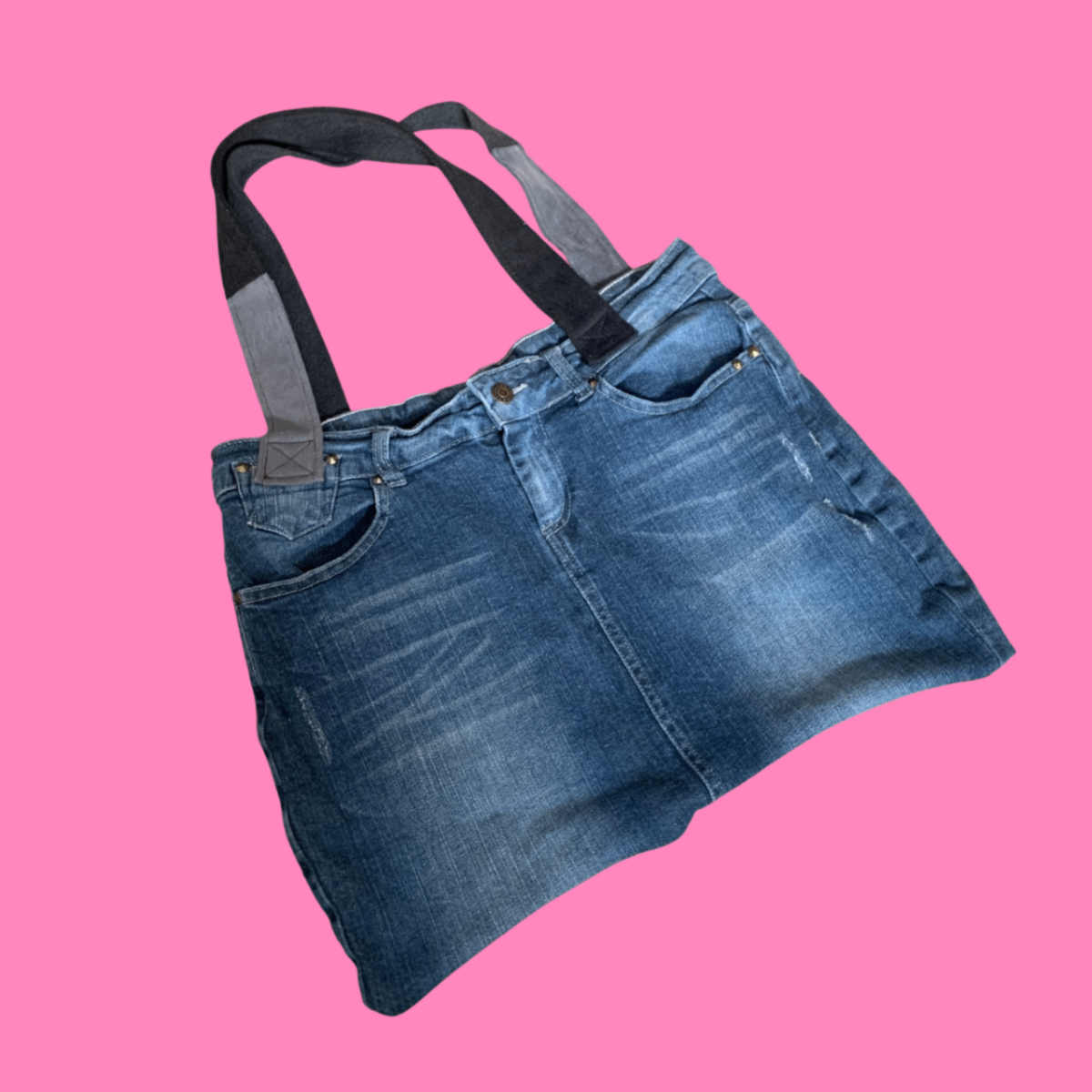 Upcycled denim jean bag 