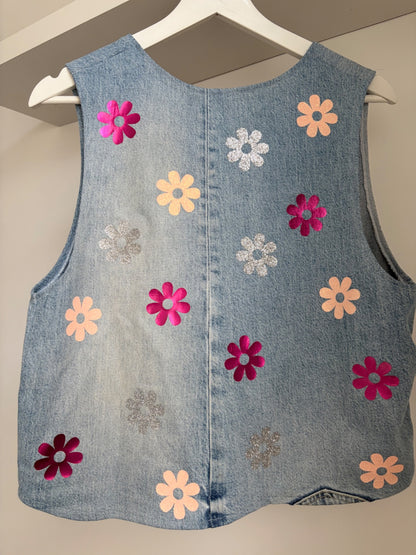 Flower power denim vest 