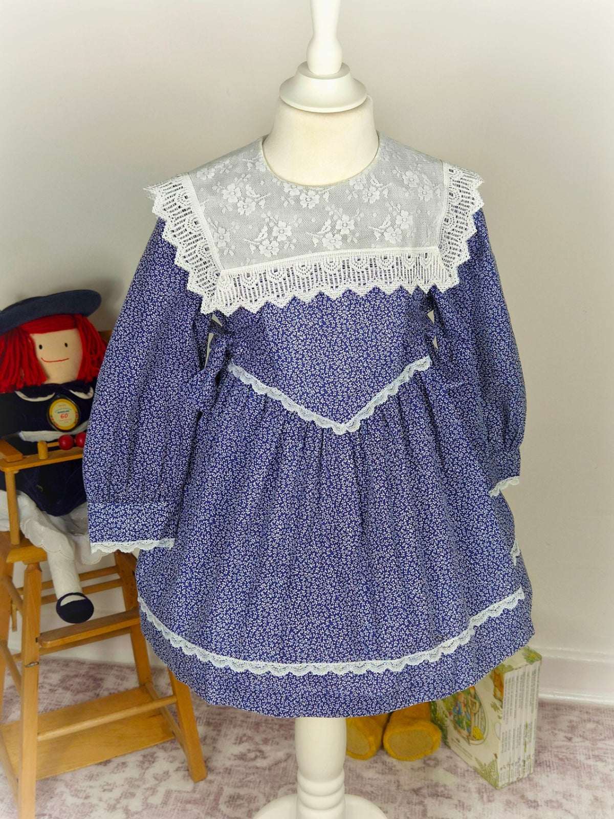 Navy floral vintage dress