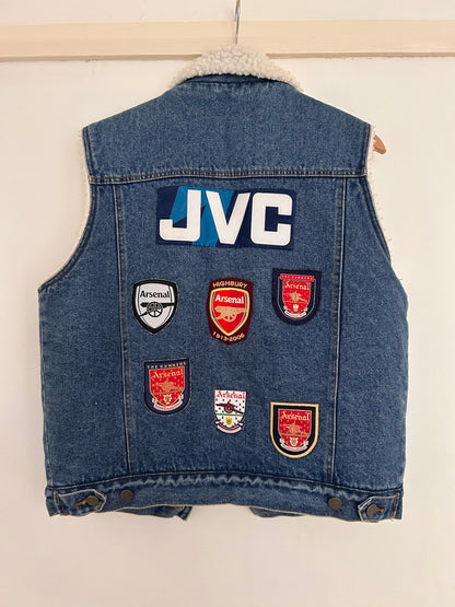 Upcycled Falmer jacket with Arsenal FC patches