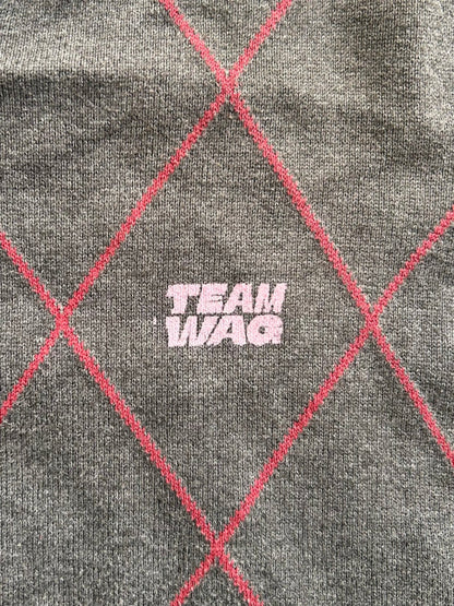 Upcycled knit with Team Wag overprint