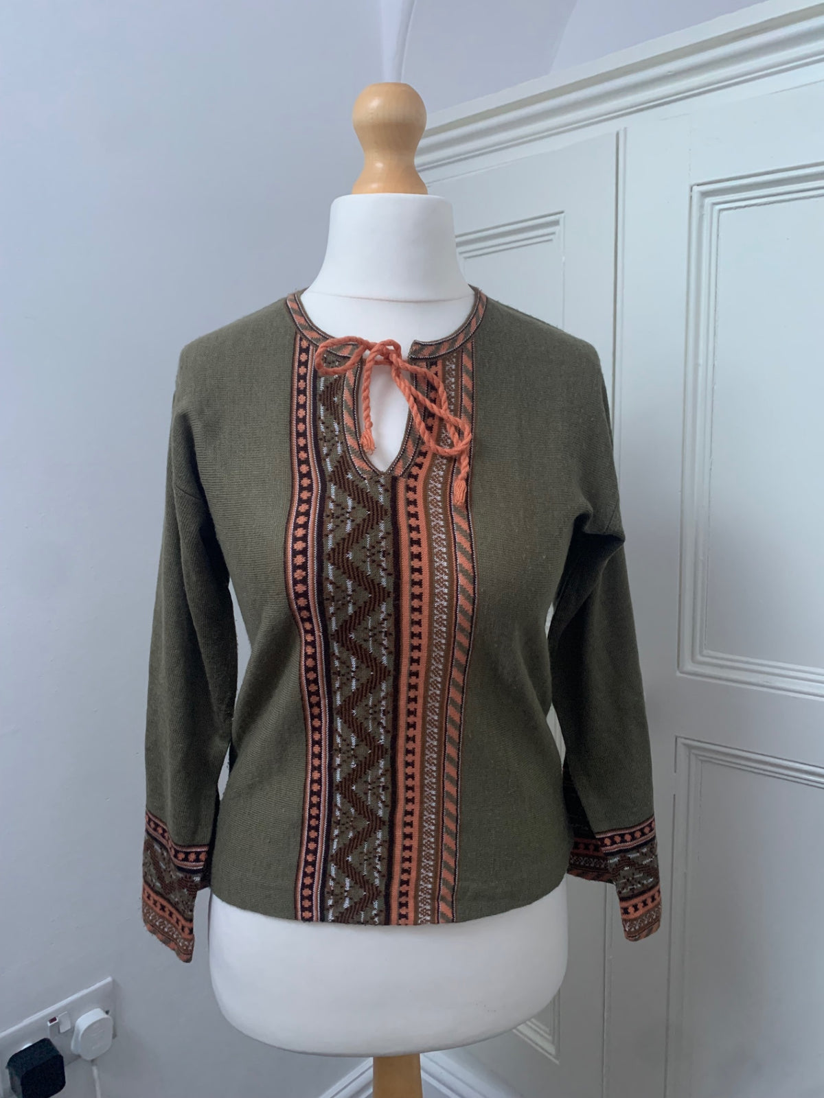 green boho knit jumper 