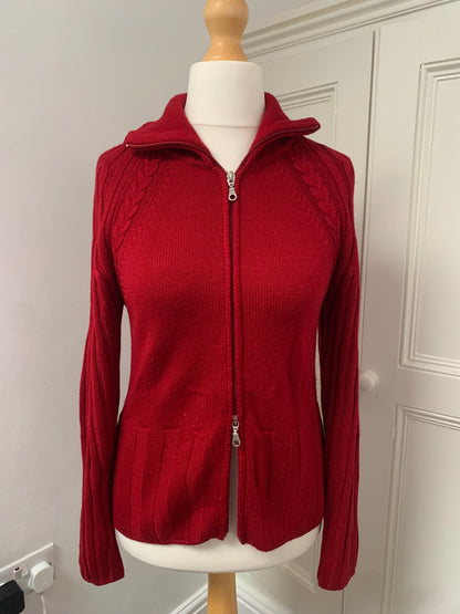vintage 100% pure merino wool zip up knit 