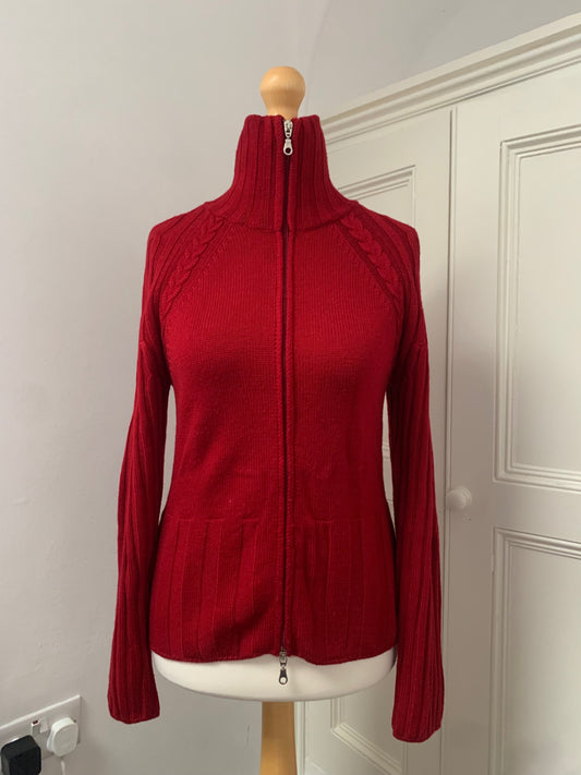 vintage 100% pure merino wool zip up knit 