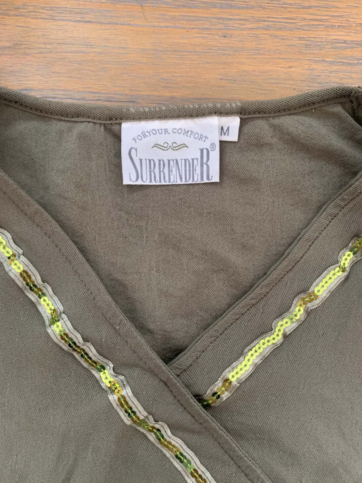 vintage green mesh top with sequins