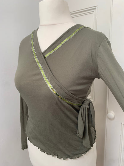 vintage green mesh top with sequins