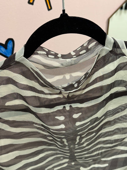 Zebra Print Mesh Top