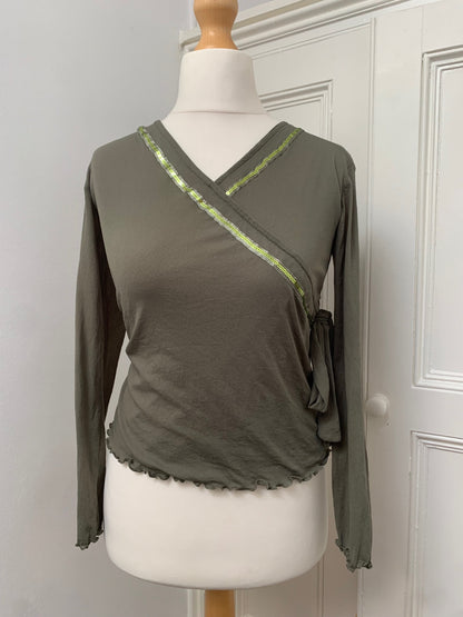 vintage green mesh top with sequins