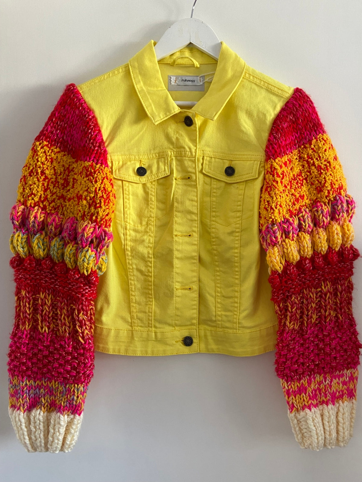Bright Knitted Sleeved Jean Jacket