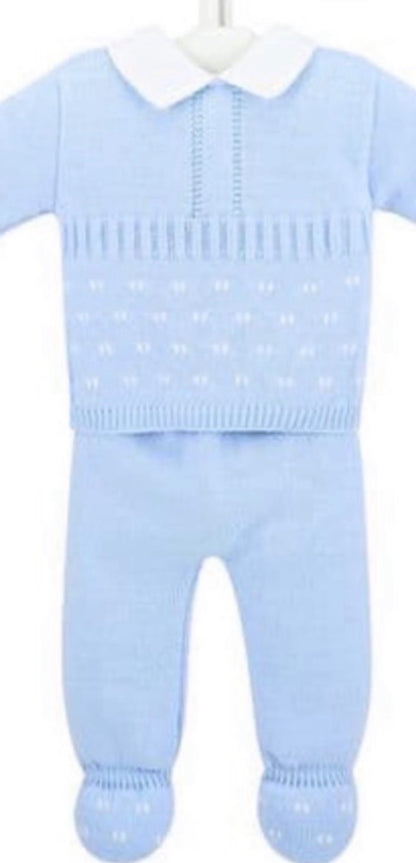 Newborn Two Piece Blue Boys Trousers Set
