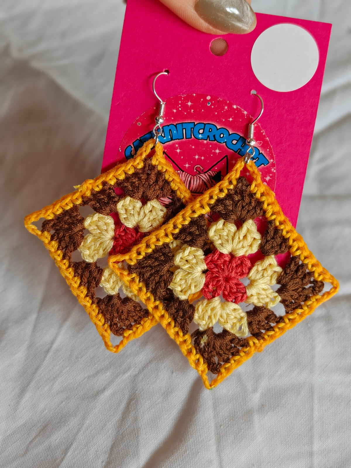 Big autumn granny square earrings