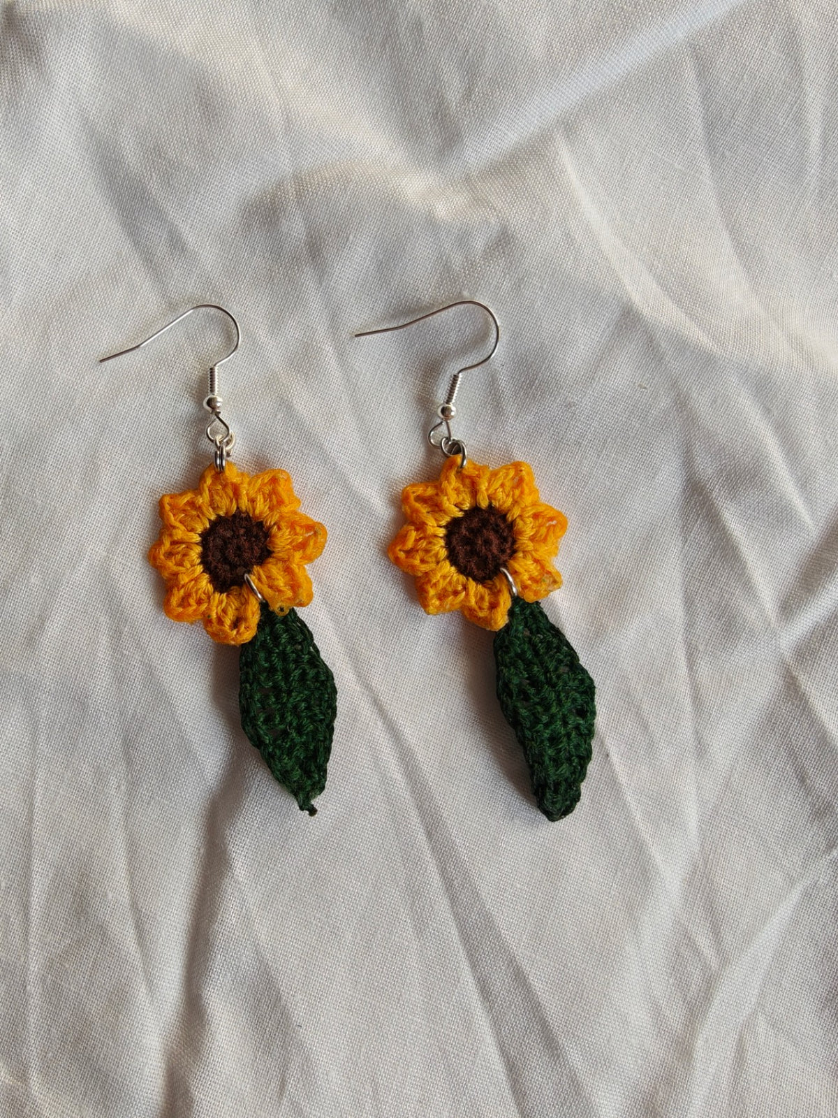 Sunflowers with leaf earrings
