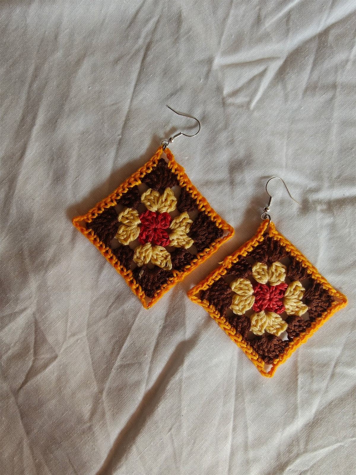 Big autumn granny square earrings