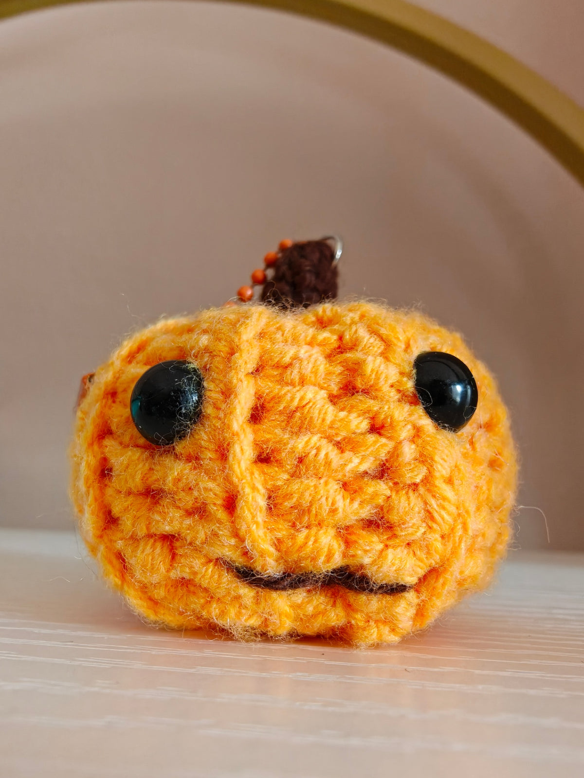 Cute crochet pumpkin keyring 