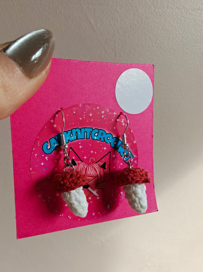 Cute red mushroom earrings