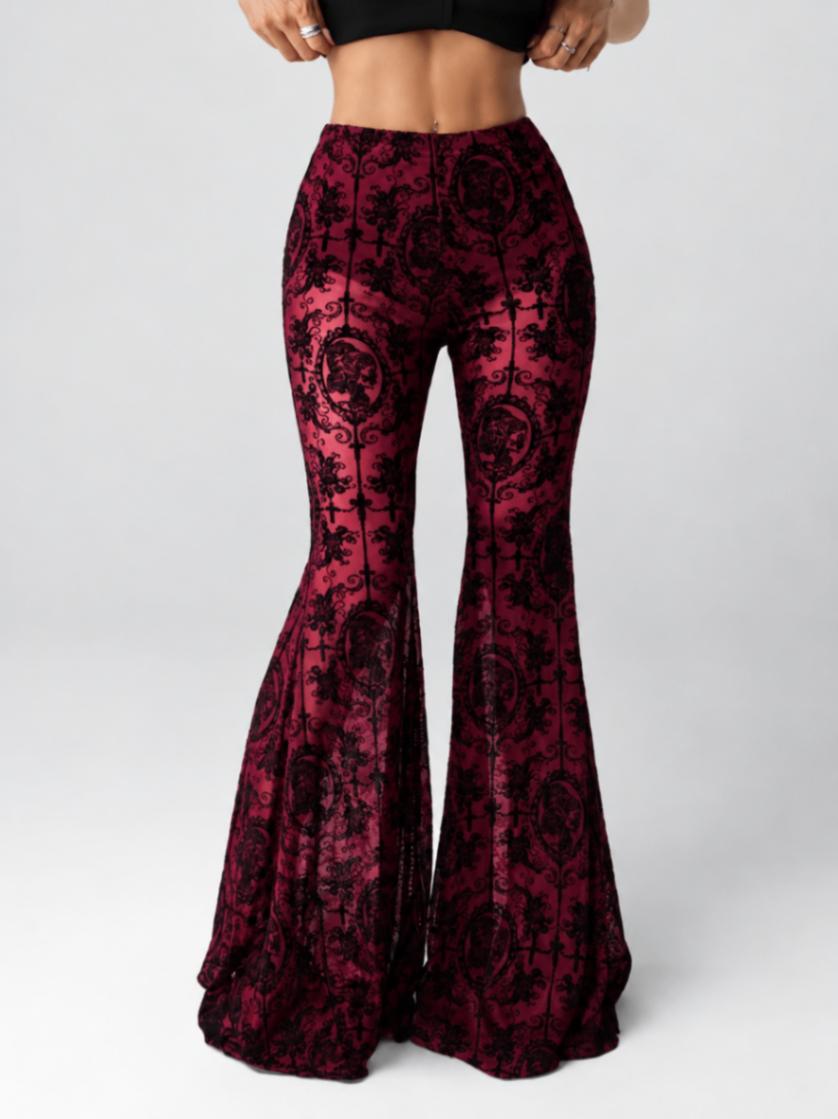 Burgandy Skull Trousers Size Medium