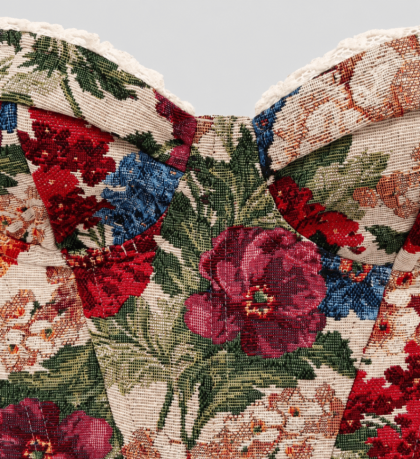 Romantic Tapestry Red Mix Floral Corset Large